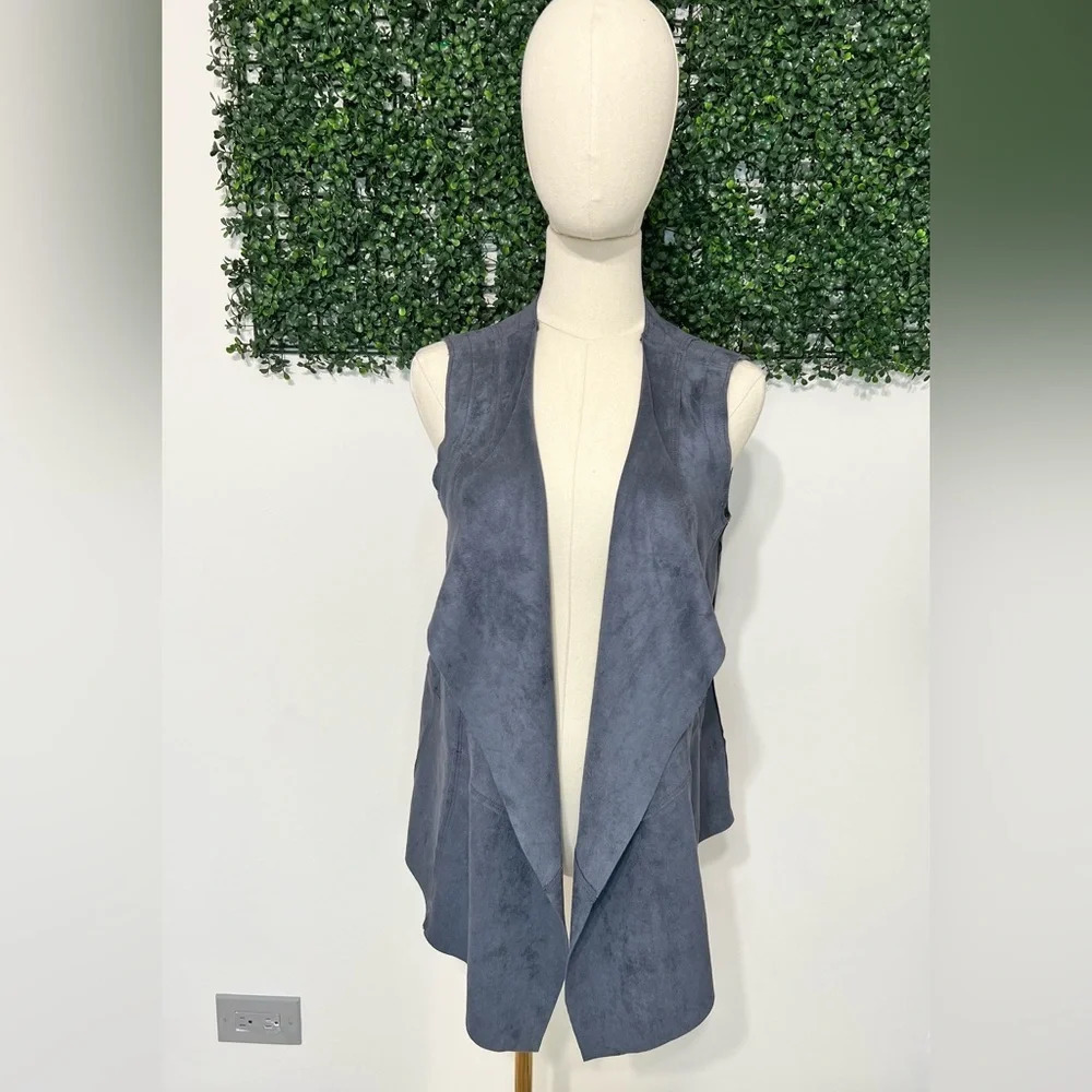 Lori Goldstein Lagenlook Dark Grey Drape Vest Size Small